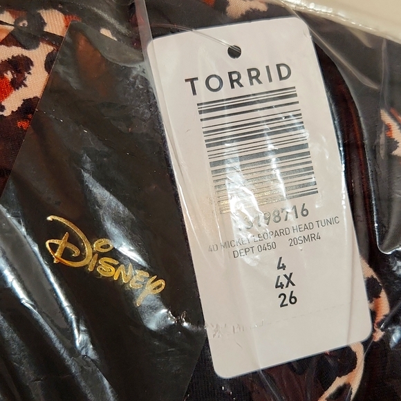 NWT TORRID TUNIC TOP MICKEY MOUSE SHIRT LEOPARD PRINT ANIMAL PRINT  Plus Size 4X - Picture 5 of 9